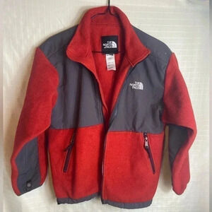 North Face Denali   Rust/red Dark Gray  Polar Tech Fleece jacket boys size large